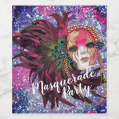 Masquerade Party Weinflaschen Labels - Mardi Gras Weinetikett (Einzelnes Label)