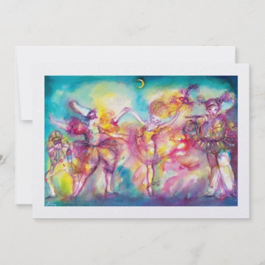 MASQUERADE-PARTY, weißes Eis, metallisch Einladung (Vorderseite)