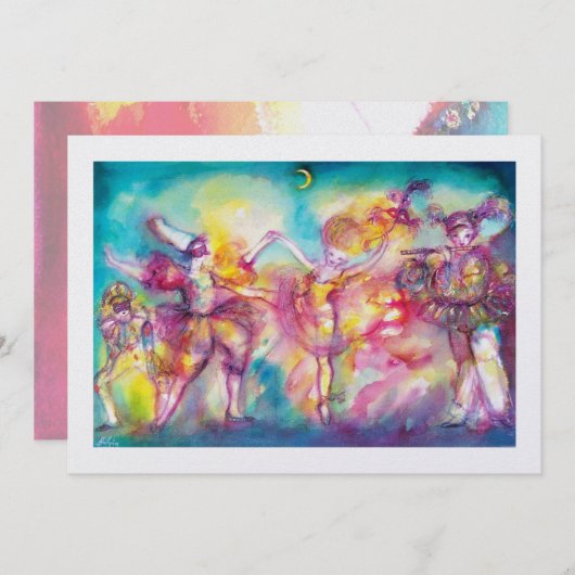 MASQUERADE-PARTY, weißes Eis, metallisch Einladung (Vorne/Hinten)