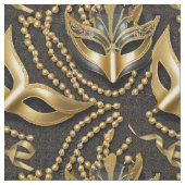 Masquerade Pattern Beads Masken Black Gold ID1031 Stoff (Nahaufnahme)