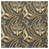 Masquerade Pattern Beads Masken Black Gold ID1031 Stoff (Muster)