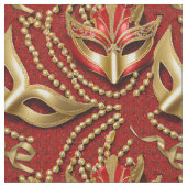 Masquerade Pattern Beads Masken Red Gold ID1031 Stoff (Nahaufnahme)
