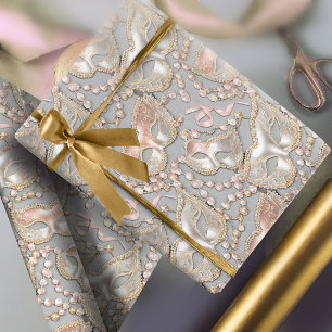 Masquerade Pattern Beads Masken Rose Gold ID1031 Geschenkpapier