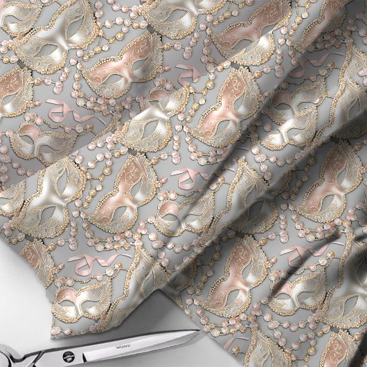 Masquerade Pattern Beads Masken Rose Gold ID1031 Stoff