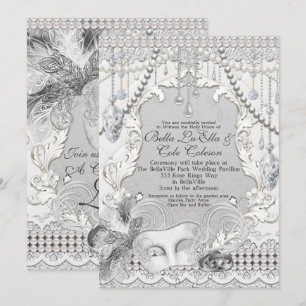Masquerade Perlen Diamant Bling Hochzeit Einladung