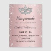 Masquerade pink silber Sweet 16 Einladungs-Magnet Magnetkarte (Vorderseite)