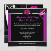 Masquerade Prom High School Tanz Formal rosa Einladung (Vorne/Hinten)