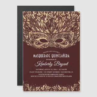 MASQUERADE QUINCEANERA 15. GEBURTSTAG MAGNETEINLADUNG