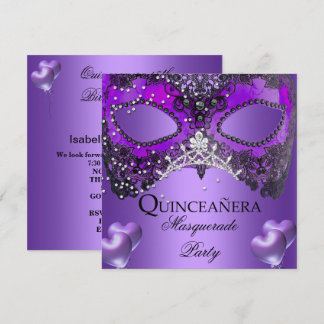 Masquerade Quinceanera 15 Lila Geburtstag Einladung