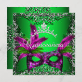 Masquerade Quinceanera 15. Limon Pink Party Einladung (Vorne/Hinten)