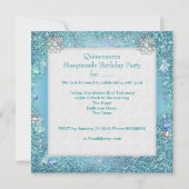 Masquerade Quinceanera 15. Party Blue Tiara Shoe Einladung (Rückseite)