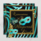 Masquerade Quinceanera 15 Zebra Geburtstagsparty Einladung (Vorne/Hinten)