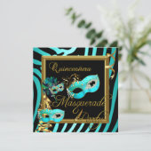 Masquerade Quinceanera 15 Zebra Geburtstagsparty Einladung (Stehend Vorderseite)