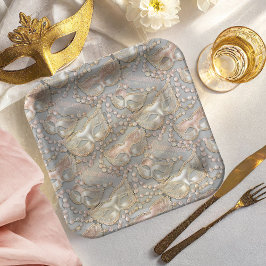 Masquerade Quinceanera Bead Masken Rose Gold ID103 Pappteller