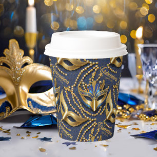 Masquerade Quinceanera Beads Masken Blue ID1031 Pappbecher