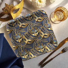 Masquerade Quinceanera Beads Masken Blue ID1031 Pappteller