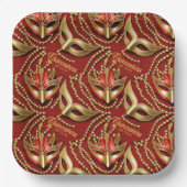 Masquerade Quinceanera Beads Masken Rot ID1031 Pappteller (Vorderseite)