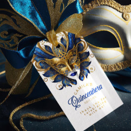 Masquerade Quinceanera Blue Gold ID1031 Geschenkanhänger
