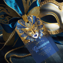 Masquerade Quinceanera Blue Gold V2 ID1031 Geschenkanhänger