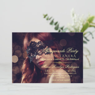 Masquerade Quinceanera Foto Einladung
