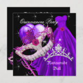 Masquerade Quinceanera Geburtstag Lila Einladung (Vorne/Hinten)