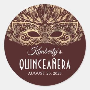 Masquerade Quinceanera Geburtstag Runder Aufkleber