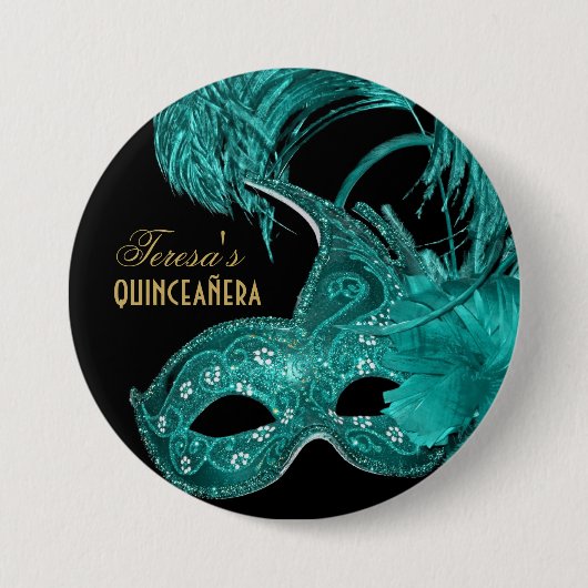 Masquerade quinceañera Geburtstag türkische Maske Button (Vorderseite)