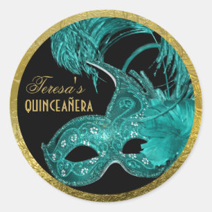 Masquerade quinceañera Geburtstagskaske Runder Aufkleber