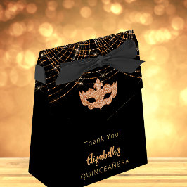 Masquerade Quinceanera Glitzer Gold Geschenkschachtel