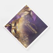 Masquerade Quinceanera Lila Gold ID1031 Serviette (Ecke)
