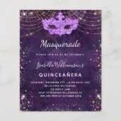 Masquerade Quinceanera lila Haushaltseinladung Flyer (Vorne)