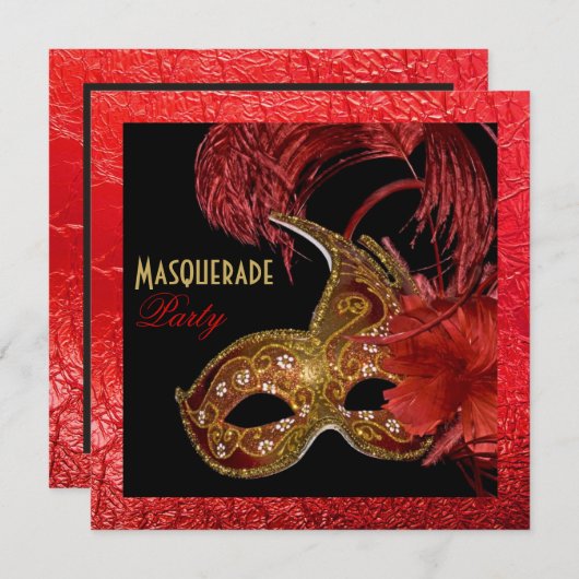 Masquerade Quinceañera Party Einladung (Vorne/Hinten)