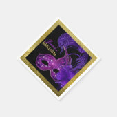 Masquerade Quinceañera Party lila Imitate Goldfoli Serviette (Ecke)