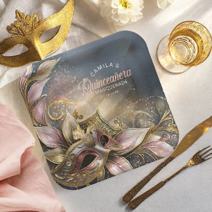 Masquerade Quinceanera Rose Gold ID1031 Pappteller