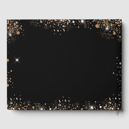 Masquerade Quinceañera schwarzer Glitzer Staub Gästebuch (Rückseite)