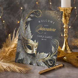 Masquerade Quinceañera Willkommen Black Gold ID103 Sockelschild