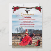 Masquerade Ranch Quinceañera Custom Foto & Name Einladung (Vorderseite)