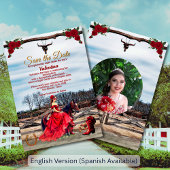 Masquerade Ranch Quinceañera Custom Foto & Name Save The Date
