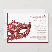 Masquerade Red Mask | Mardi Gras Weihnachts-Party Einladung (Vorderseite)
