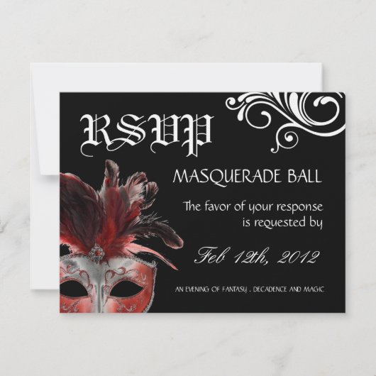 Masquerade Reply Cards RSVP Karte (Vorderseite)