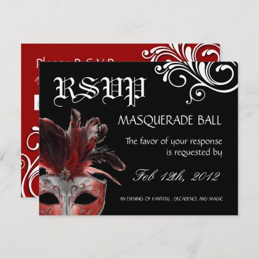 Masquerade Reply Cards RSVP Karte (Vorne/Hinten)