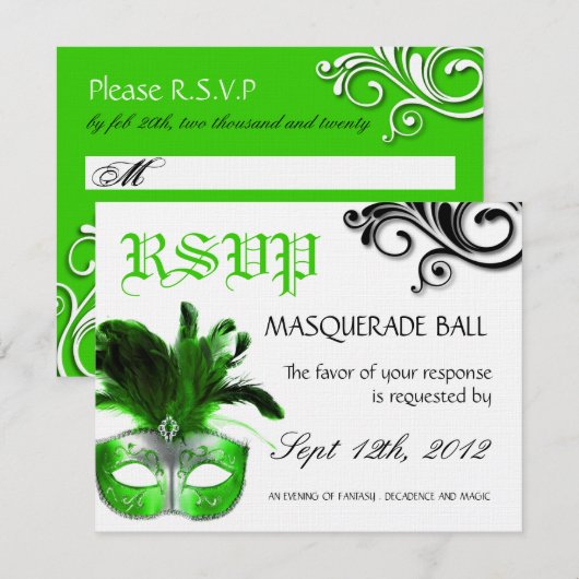 Masquerade Reply Cards RSVP Karte (Vorne/Hinten)