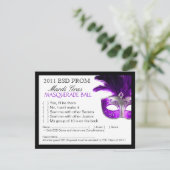 Masquerade Reply Cards RSVP Karte (Stehend Vorderseite)