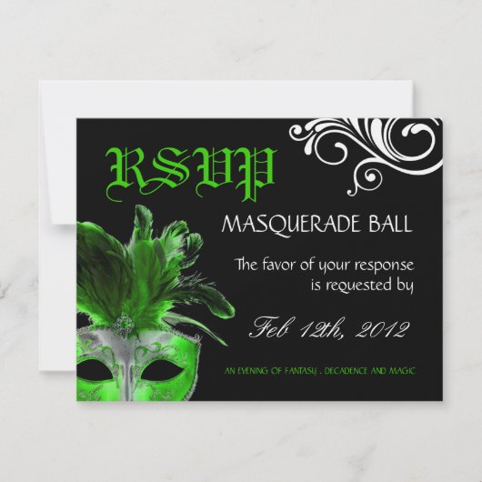 Masquerade Reply Cards RSVP Karte (Vorderseite)