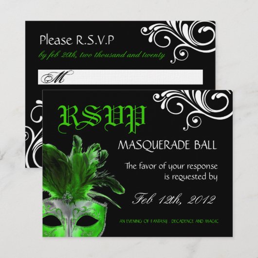 Masquerade Reply Cards RSVP Karte (Vorne/Hinten)