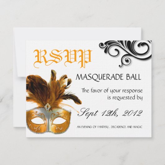 Masquerade Reply Cards RSVP Karte (Vorderseite)