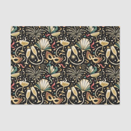 Masquerade Roaring Twenties New Year Pattern Seidenpapier (Vorderseite)