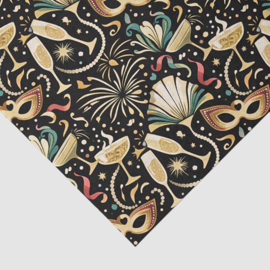 Masquerade Roaring Twenties New Year Pattern Seidenpapier (Ausschnitt)