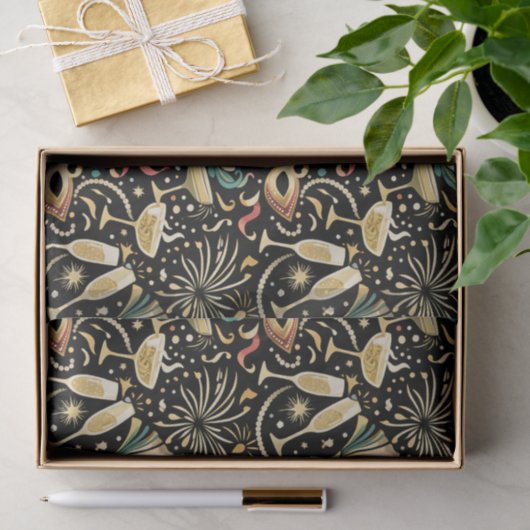 Masquerade Roaring Twenties New Year Pattern Seidenpapier (Geschenk)