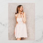 Masquerade Rose Gold Glitzer Maske Sweet 16 Foto Folieneinladung (Rückseite)